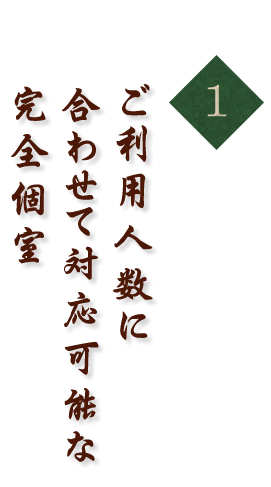 ご利用人数に合わせて対応可能な完全個室