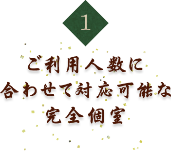 ご利用人数に合わせて対応可能な完全個室